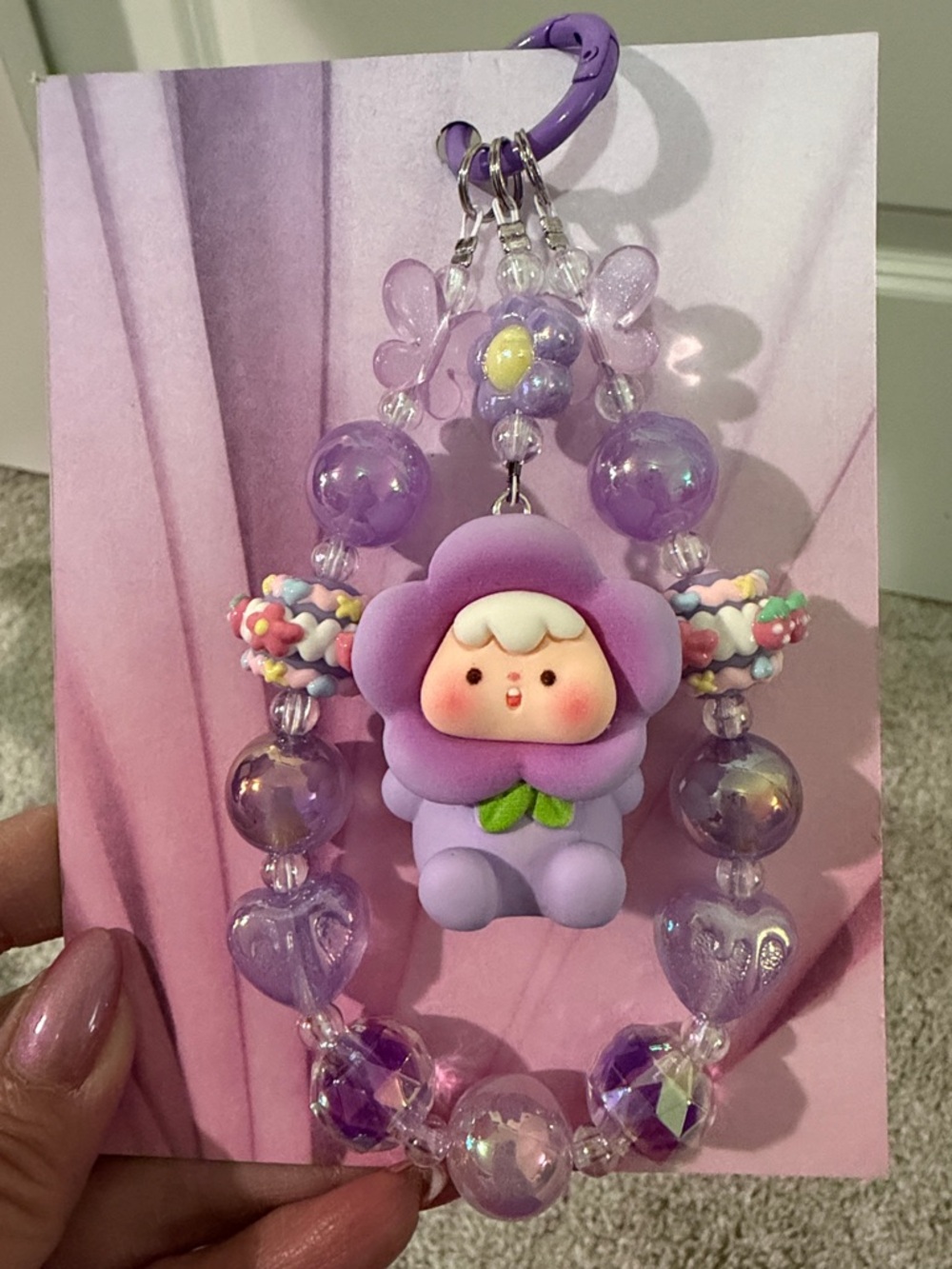 Handmade Purple Bubblegum Bead Phone/Purse Charm